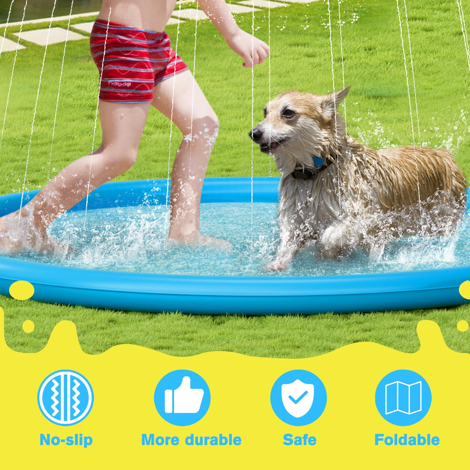 Pecute S-4XL Sprinkler Pad for Dogs & Kids