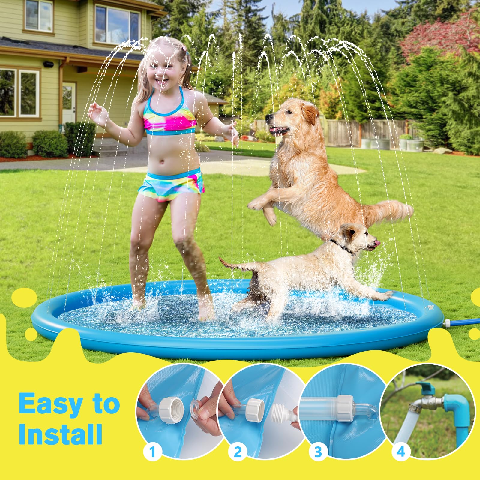 Pecute S-4XL Sprinkler Pad for Dogs & Kids