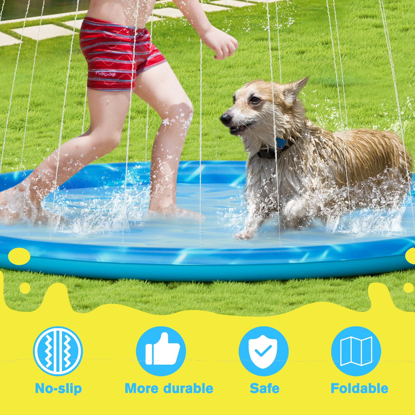 pecute S-XL Sprinkler Pad for Dogs & Kids