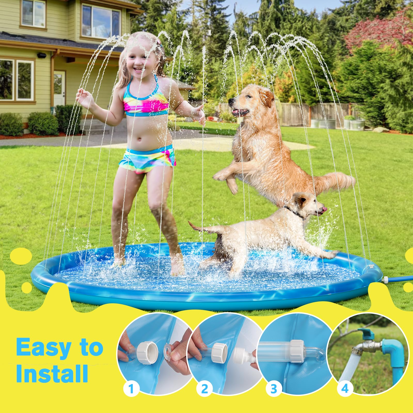 pecute S-XL Sprinkler Pad for Dogs & Kids