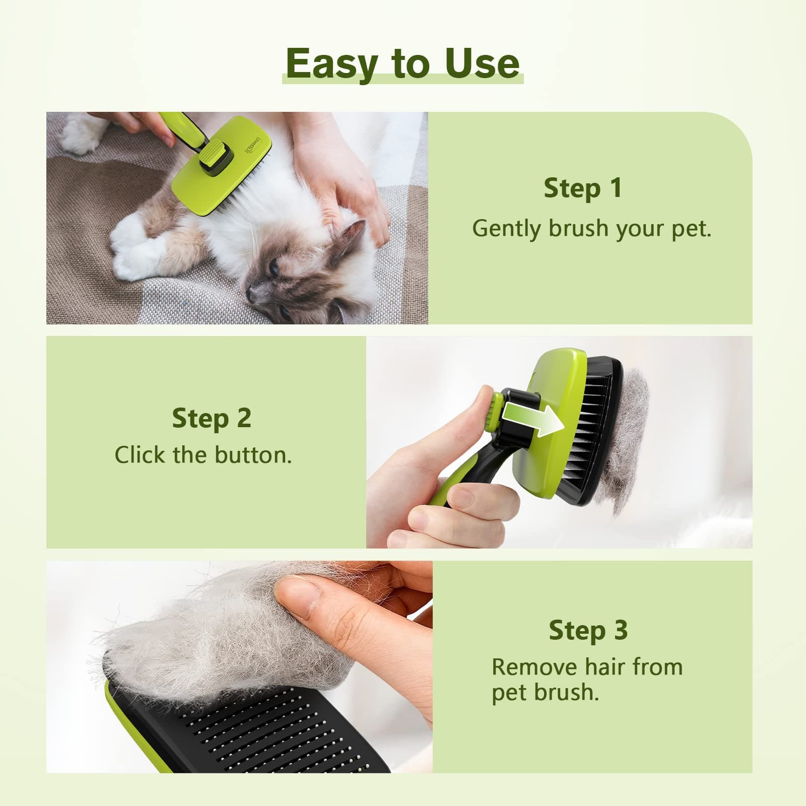 Pecute Cat Brush Bog Brush Self Cleaning Slicker.