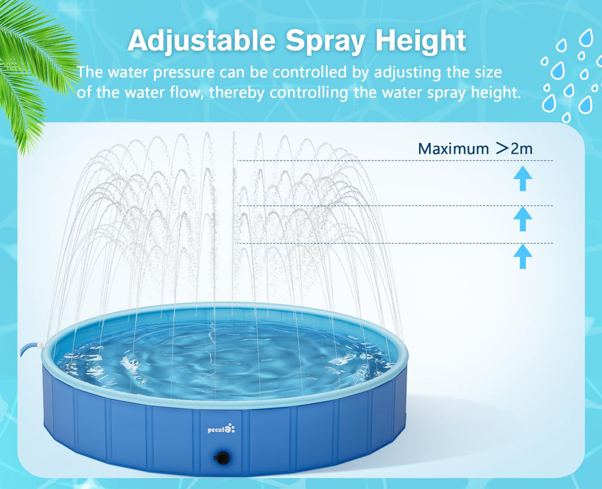 Pecute Paddling Pool for Pet with Sprinkler(M)