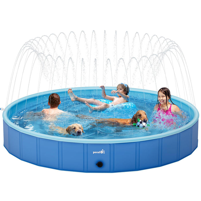 Pecute Paddling Pool for Pet with Sprinkler(XXL)