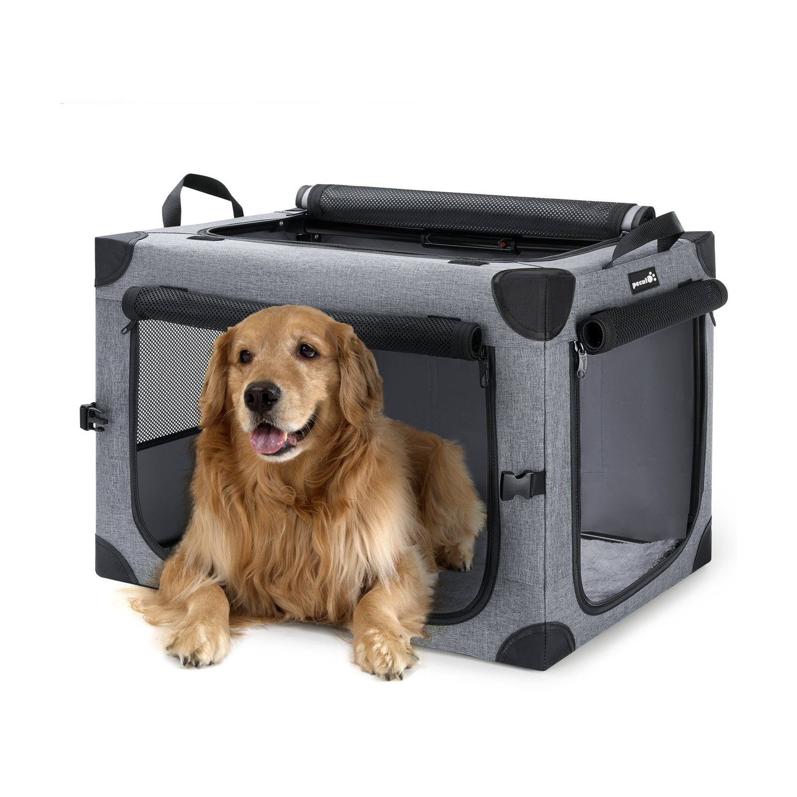 Pecute Dog Carrier, Collapsible Dog Crate with Breathable Mesh