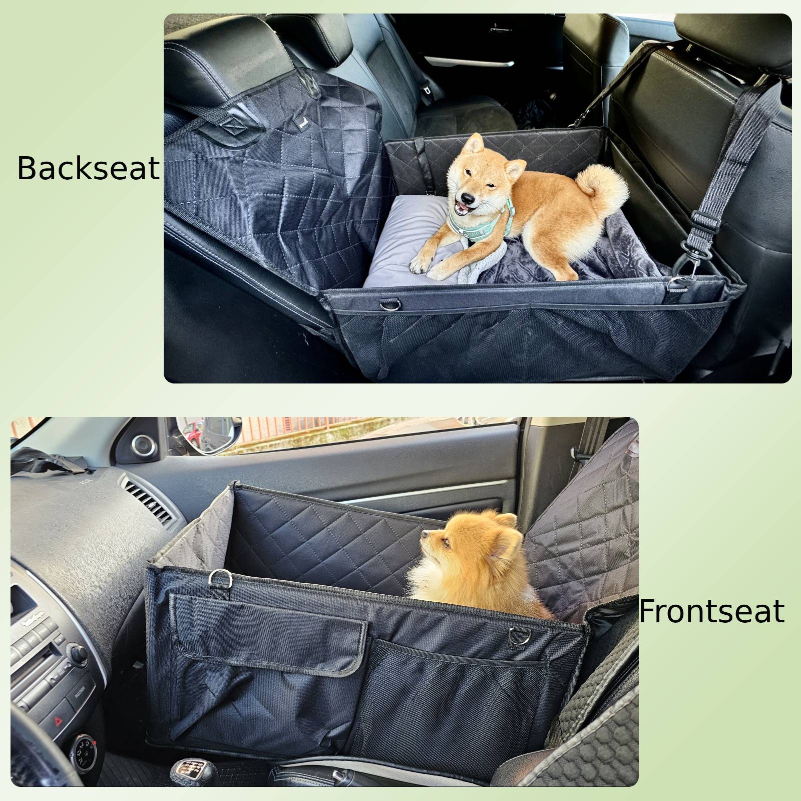 Pecute Asiento de coche para perros de tablero rígido de un solo asiento extra ancho para automóvil