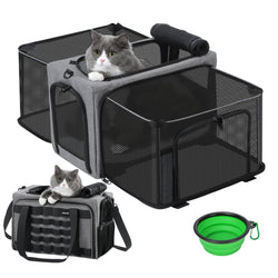 Pecute Airline Approved Cat Carrier Expandable Pet Carrier up to 5kg/12lbs