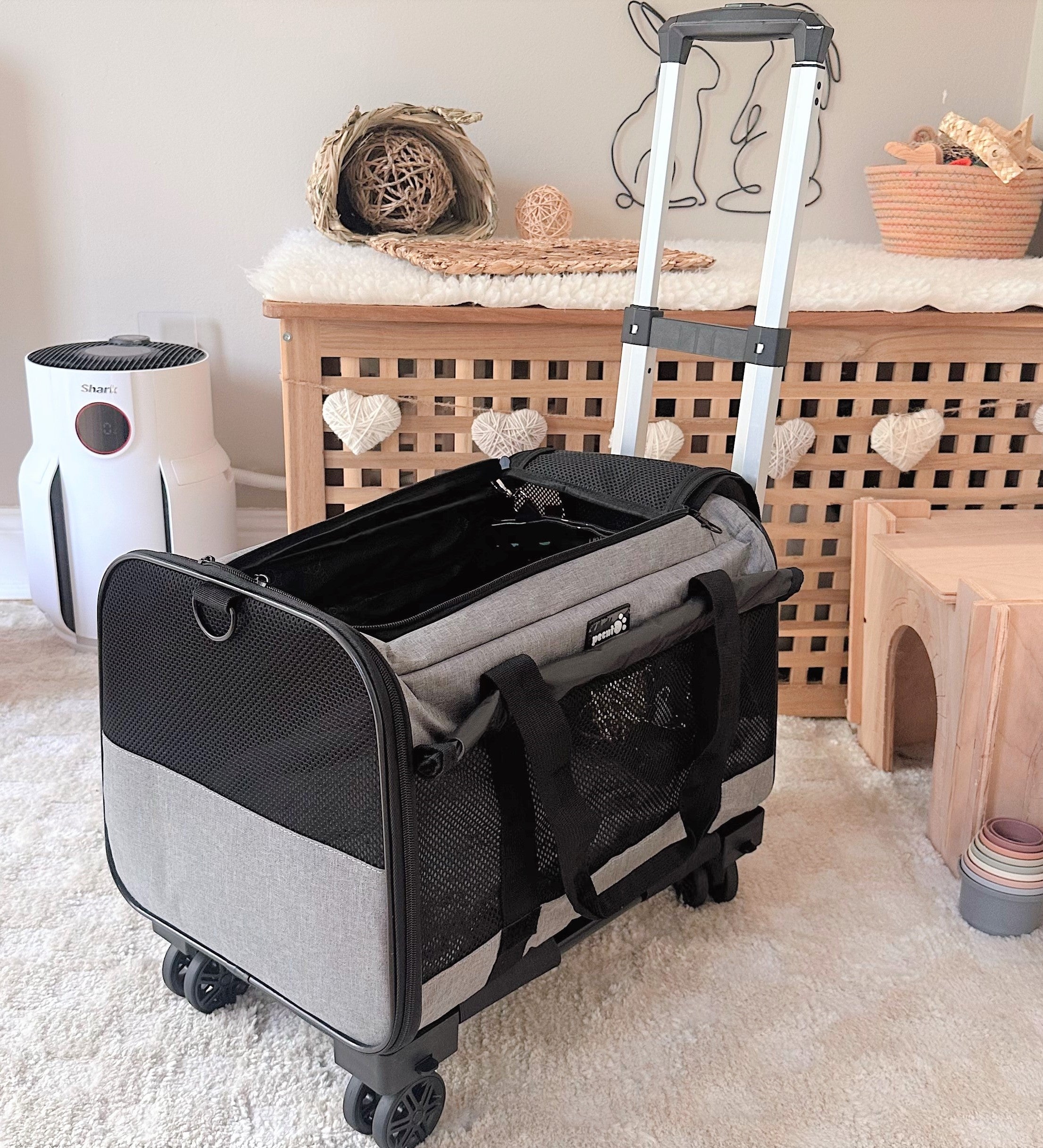 Pecute Pet Carrier with Wheels Trolley Bag