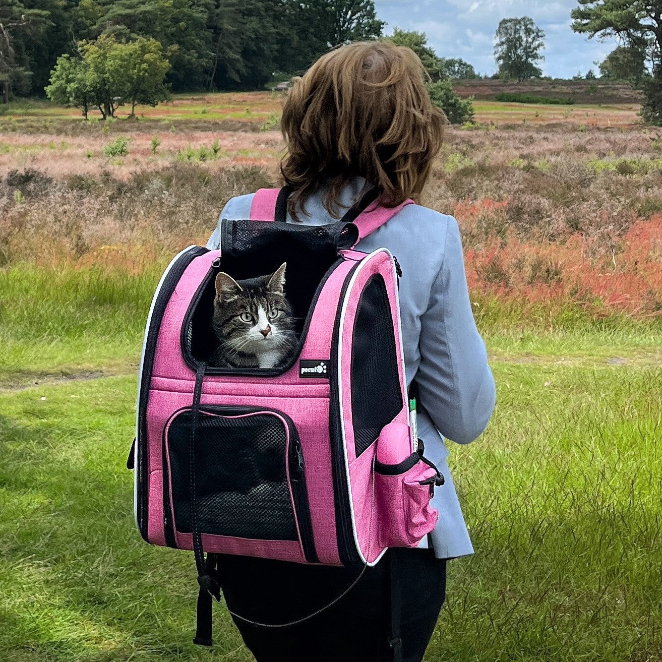 Pecute Sac à dos pour chien et chat, sac à dos portable et respirant (rose)