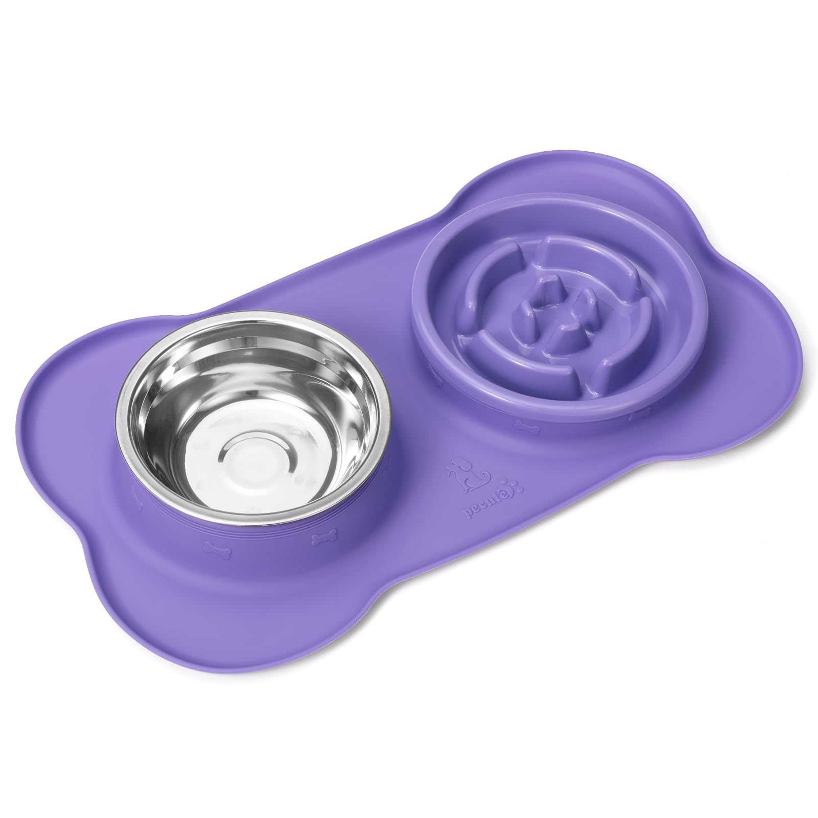 Pecute 3 in 1 Slow Eating Dog Bowls with Non Slip Mat