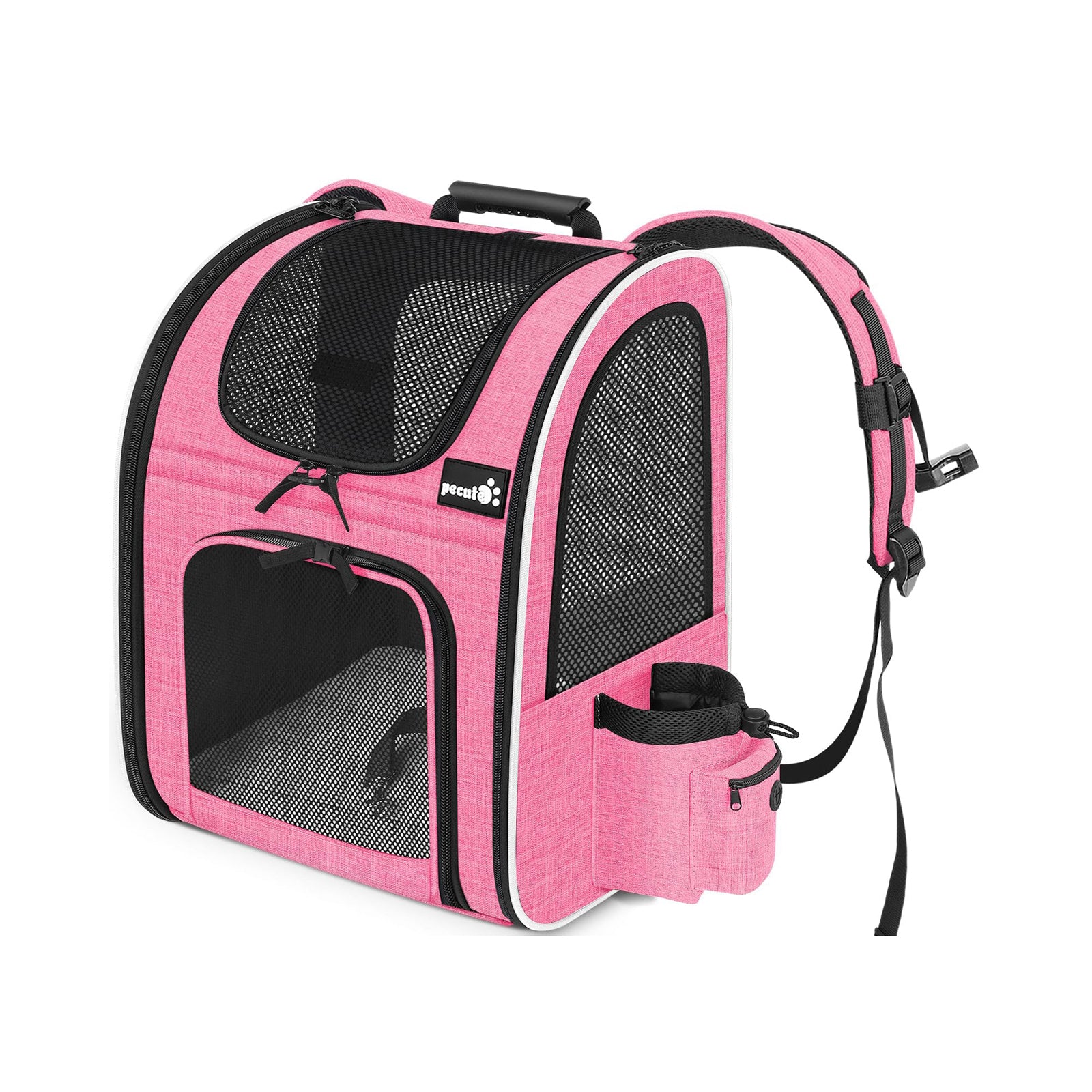 Pecute Sac à dos pour chien et chat, sac à dos portable et respirant (rose)