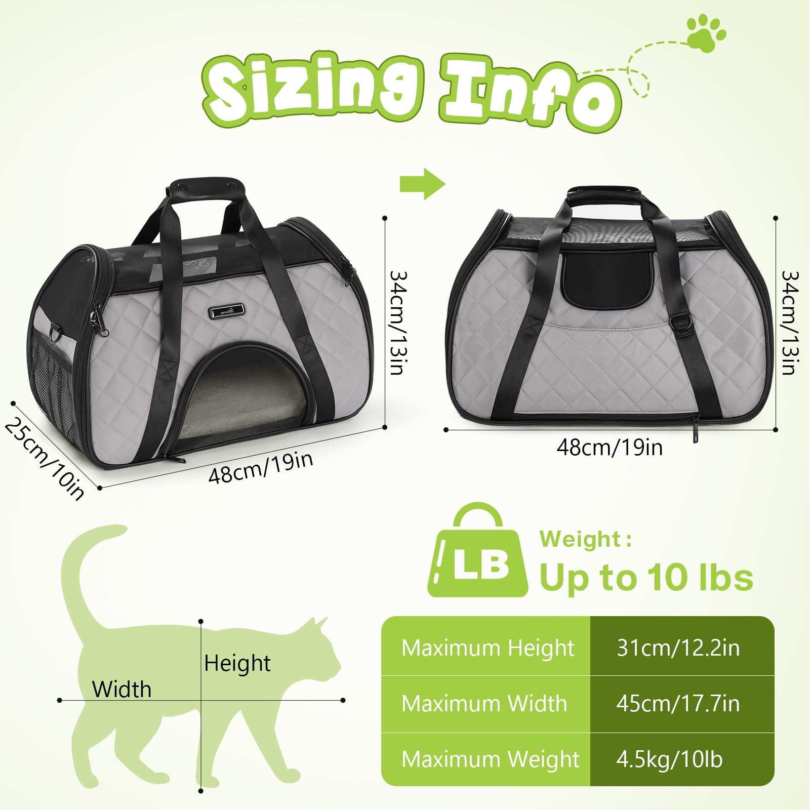 Pecute Cat Carrier Dog Carrier, élégant sac de transport pour animaux de compagnie en tissu duveteux