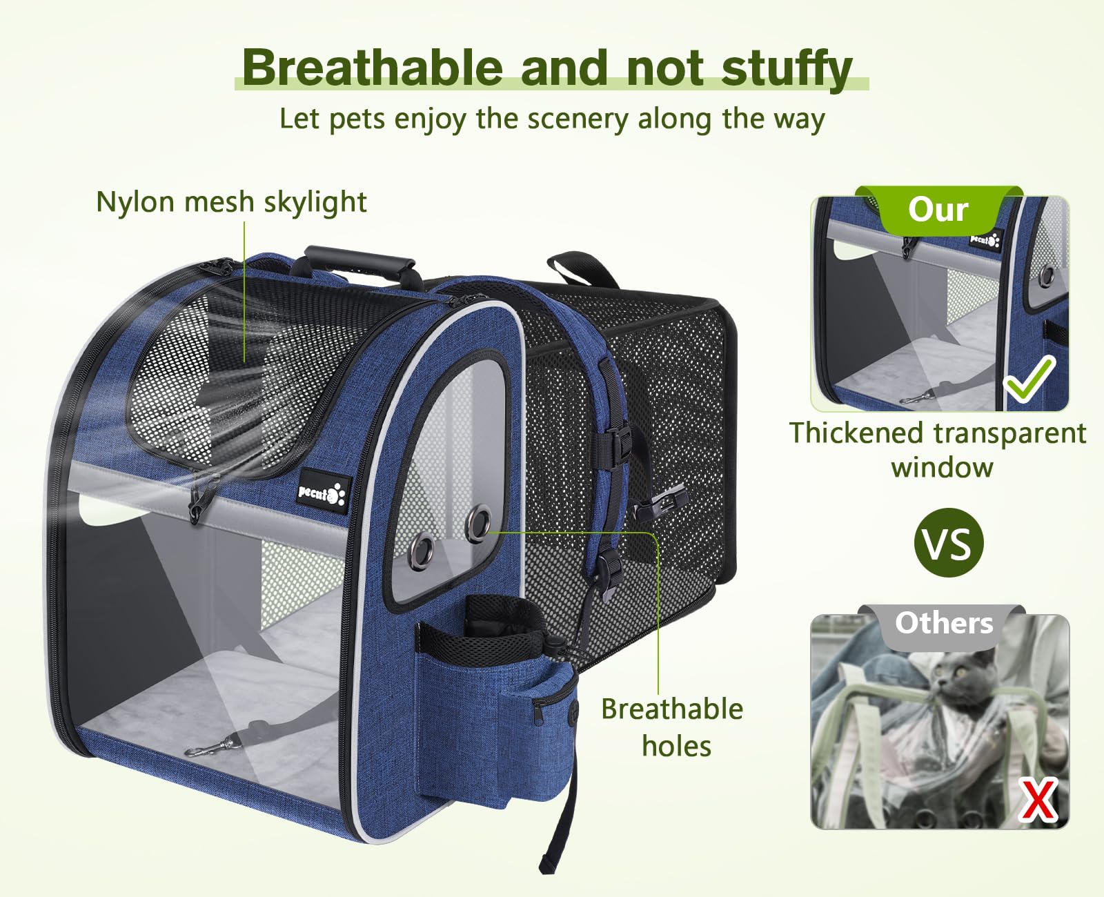 Pecute Portable Respirant Sac à dos Pet Carrier Sac à dos