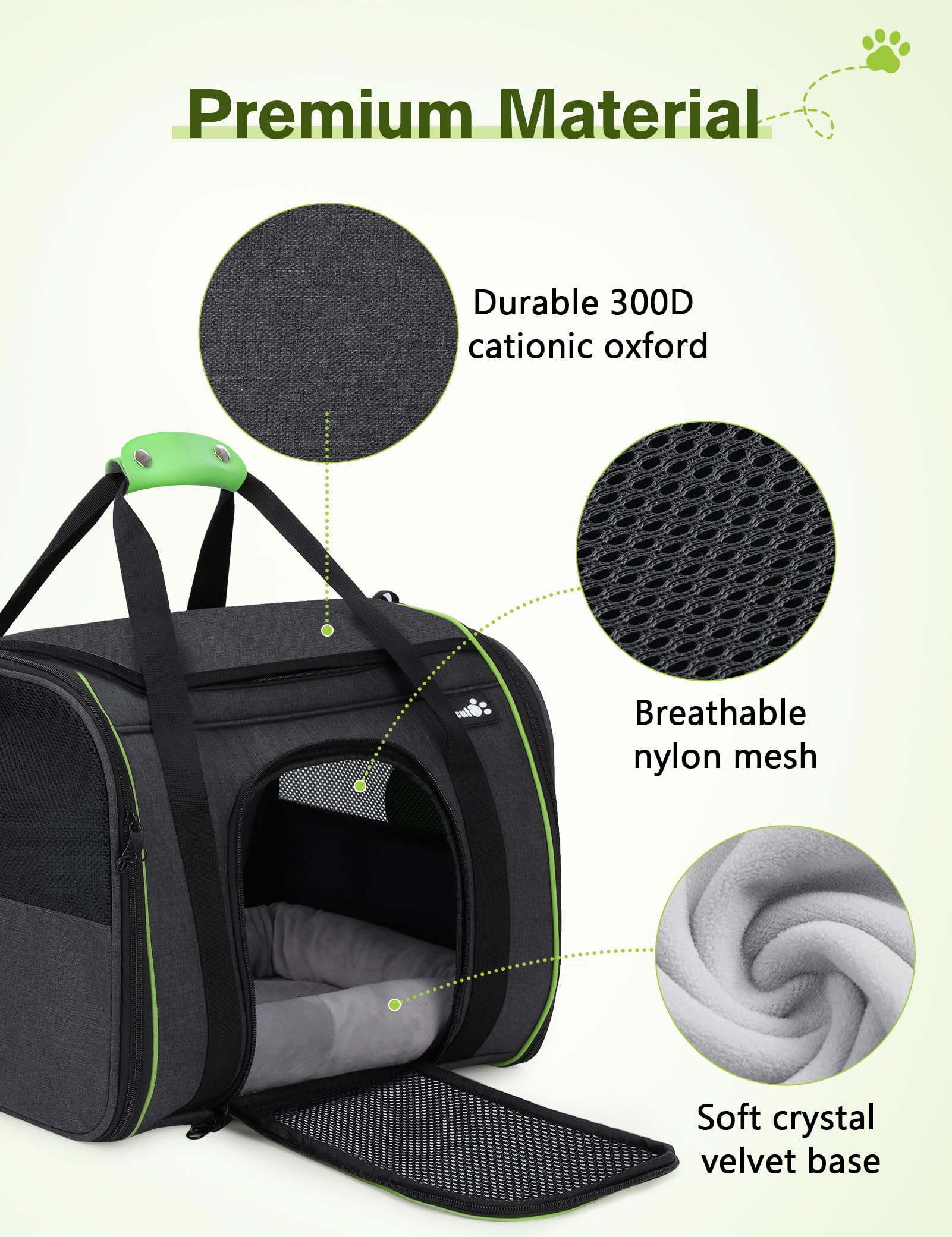 Pecute Sac de Transport pour Animaux de Compagnie Grand, Sac à Main de Transport pour Chat Gris Foncé