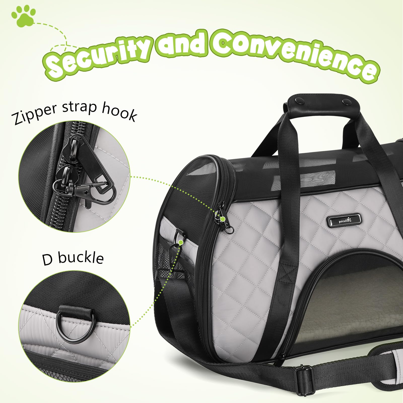 Pecute Cat Carrier Dog Carrier, élégant sac de transport pour animaux de compagnie en tissu duveteux