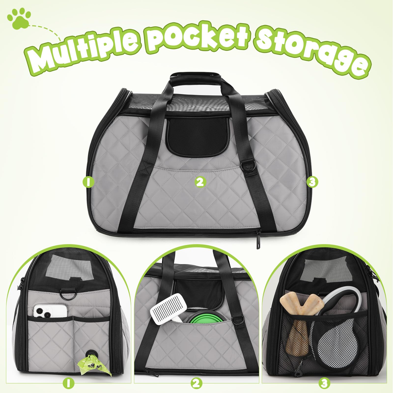 Pecute Cat Carrier Dog Carrier, élégant sac de transport pour animaux de compagnie en tissu duveteux