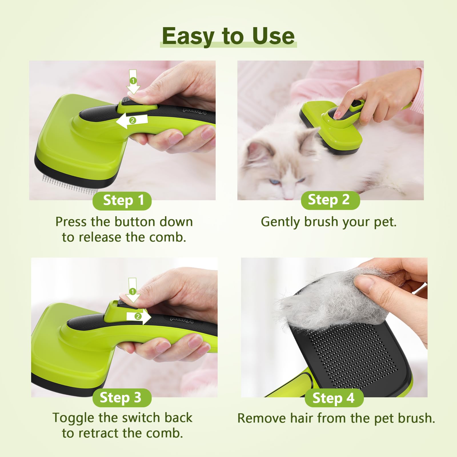 Brosse de toilettage pour animaux de compagnie auto-nettoyante Pecute