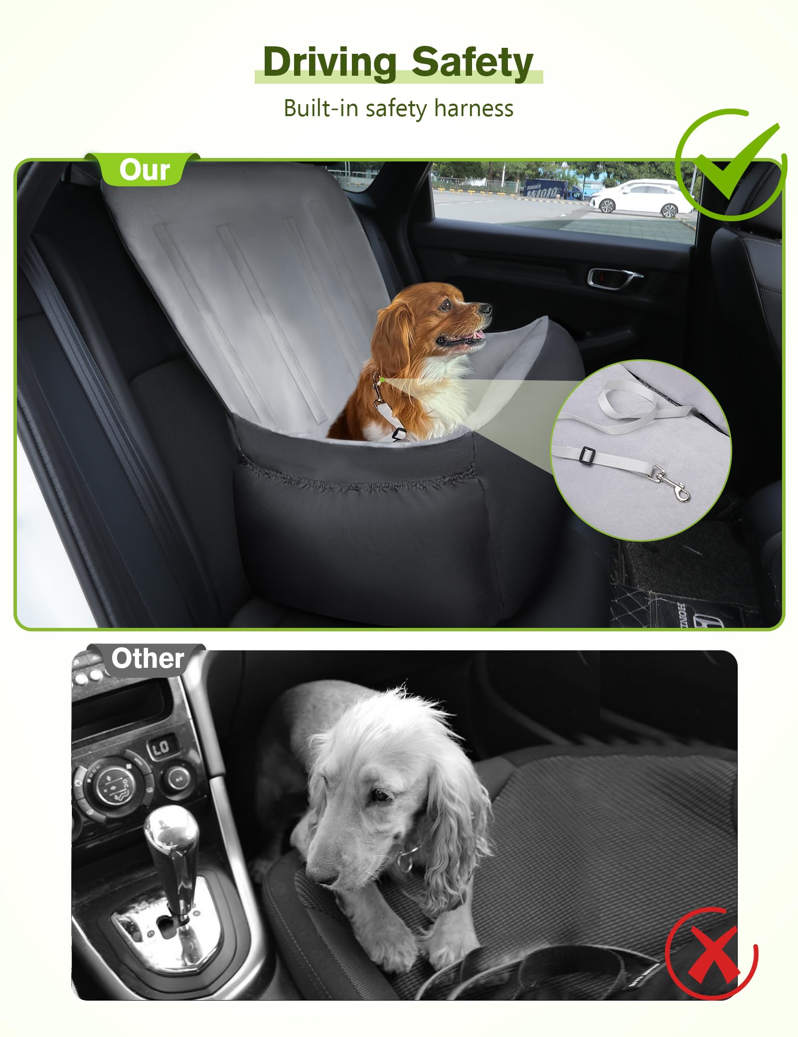 Pecute Dog Car Seat Cover Washable Pet Car Seat Pet Booster Rear Seat