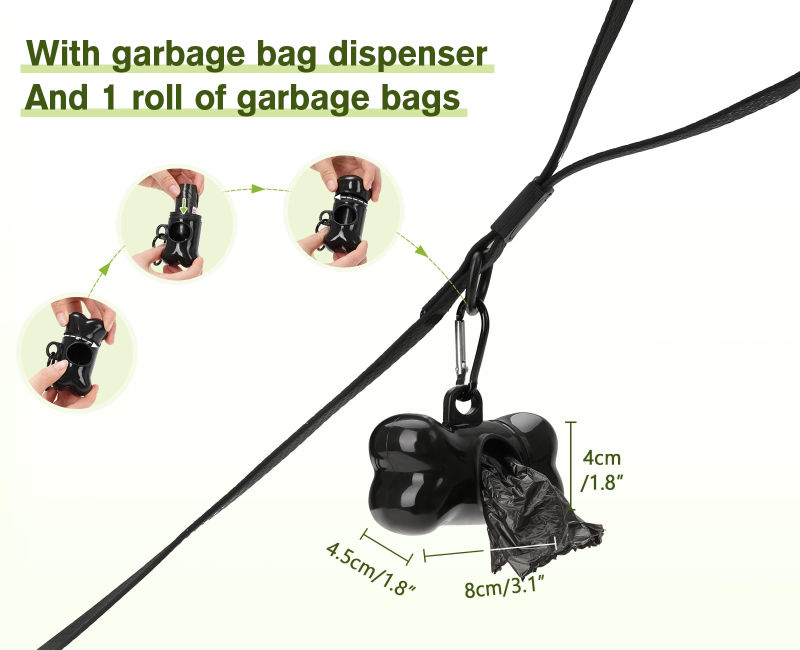 Pecute Dog Lead with Poo Bag Holder