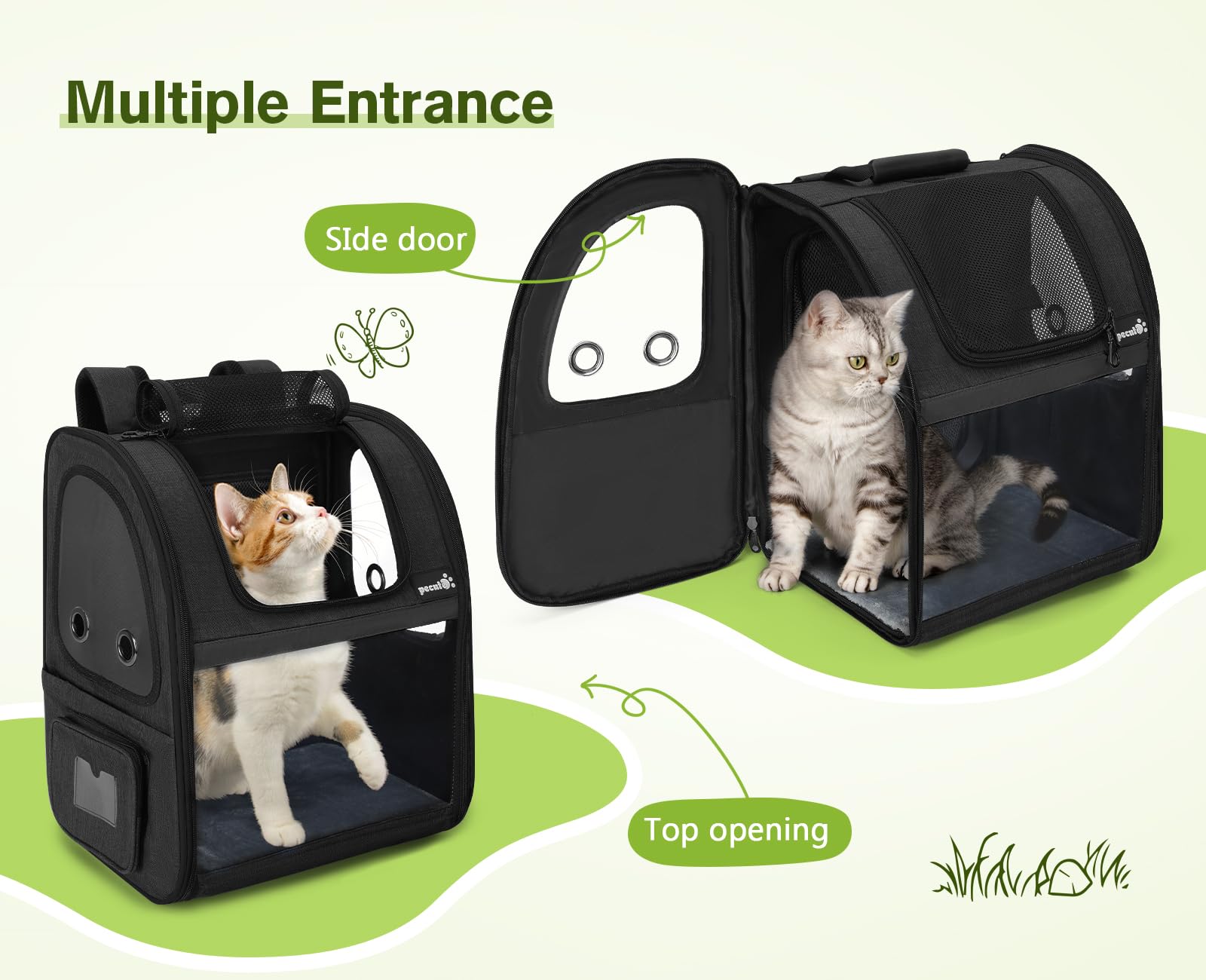 Pecute Expandable Portable Breathable Rucksack Cat Carrier Dog Backpack