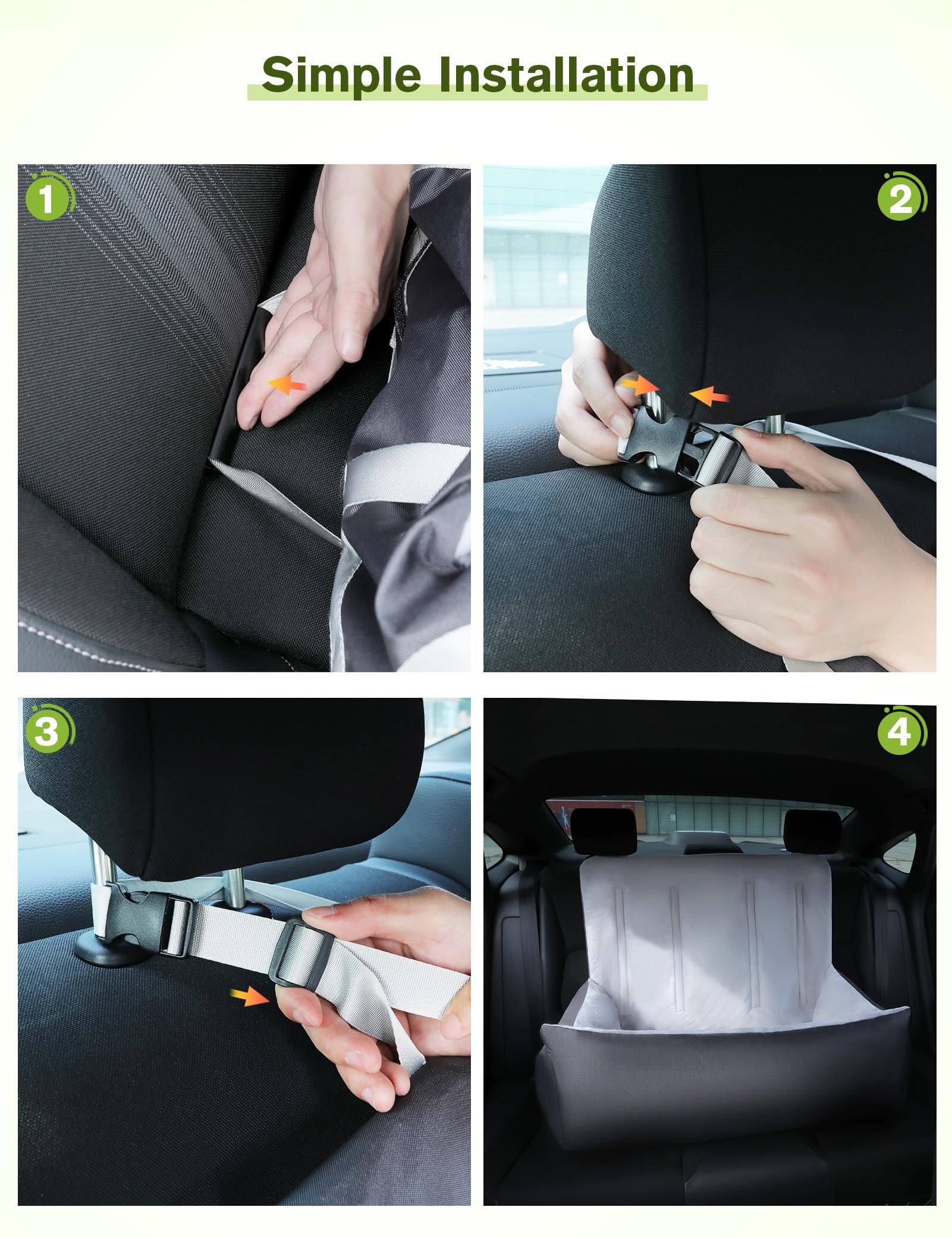 Pecute Dog Car Seat Cover Washable Pet Car Seat Pet Booster Rear Seat