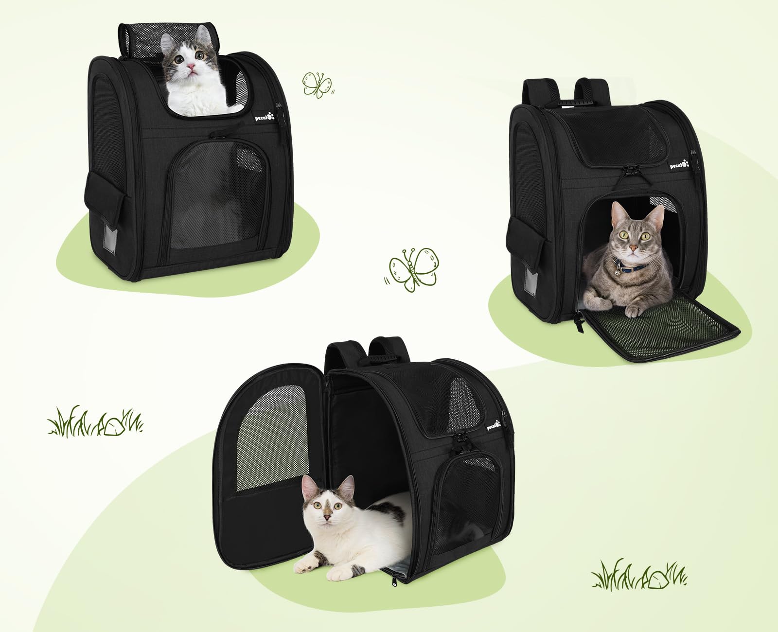 Pecute Cat Carrier Dog Backpack (Black)