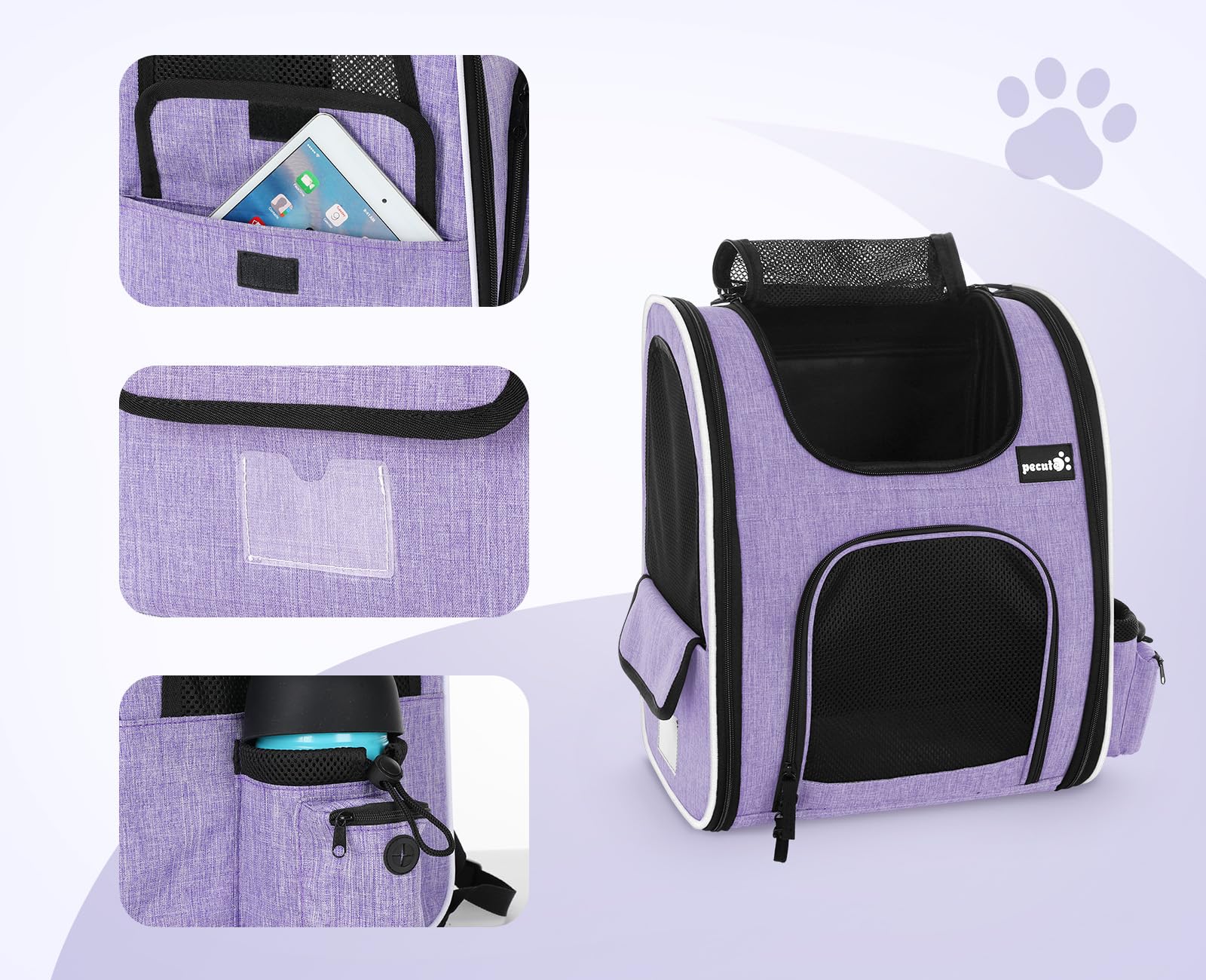 Sac à dos pour chien Pecute Cat Carrier, sac à dos respirant portable