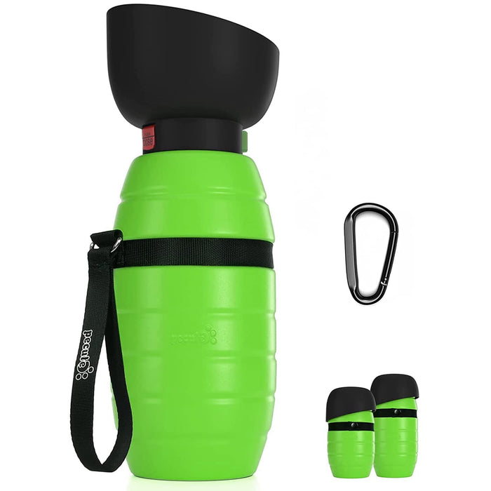 Pecute 500/650ml Dog Water Bottle Foldable (Green).