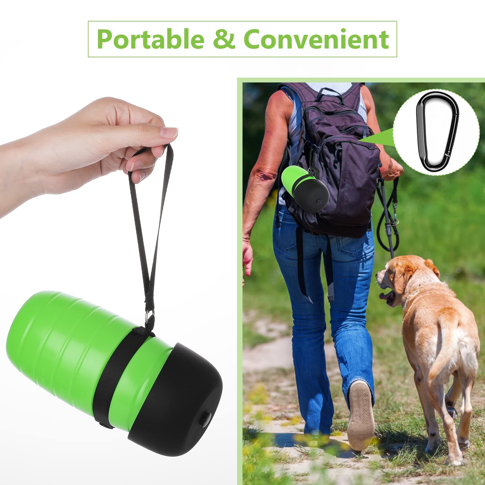 Pecute 500/650ml Dog Water Bottle Foldable (Green).