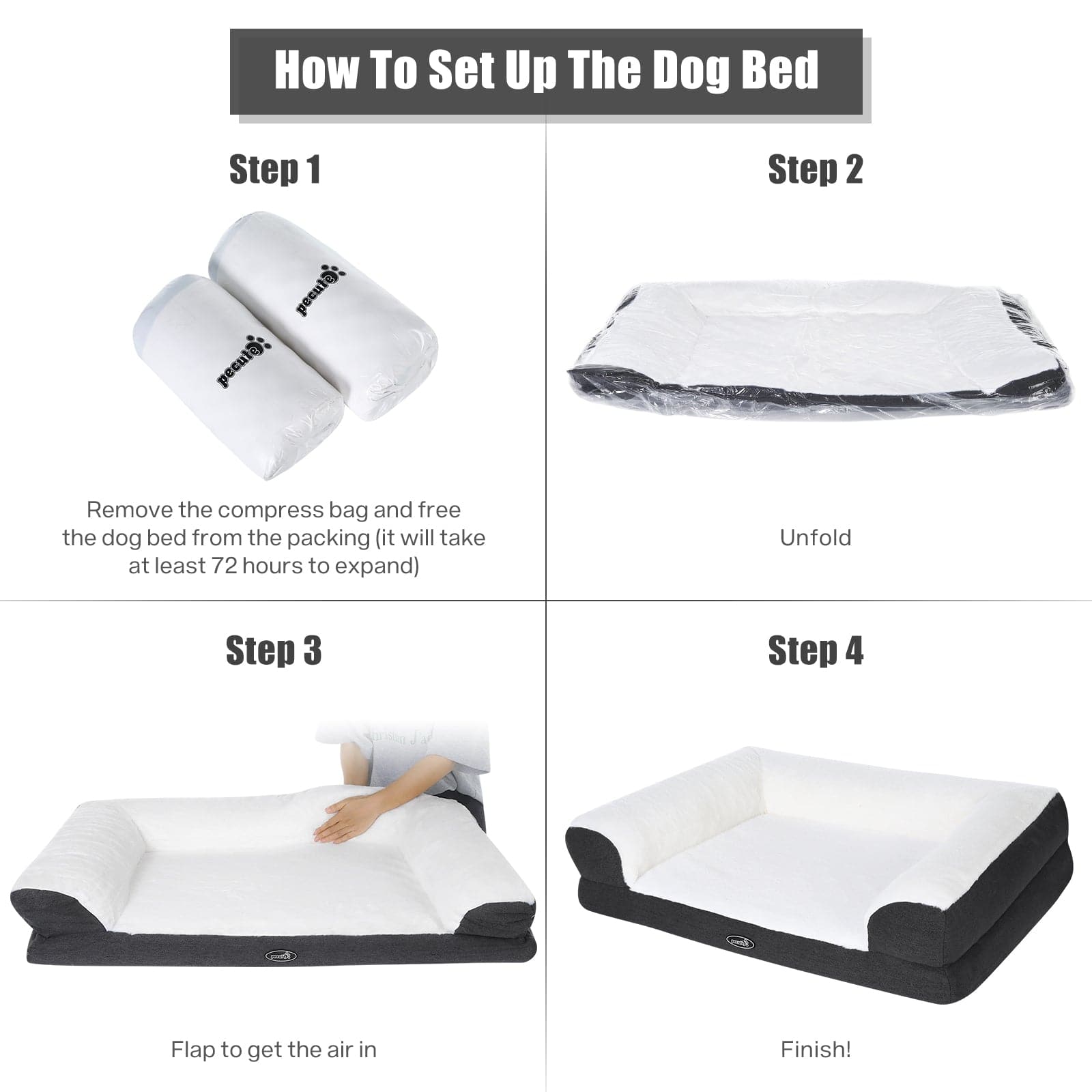 Pecute Dog Bed for Dogs Orthopedic (L).