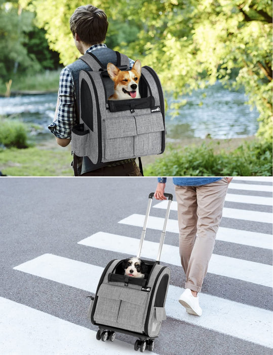 Pecute Pet Rolling Carrier Four upgraded wheels (Grey).