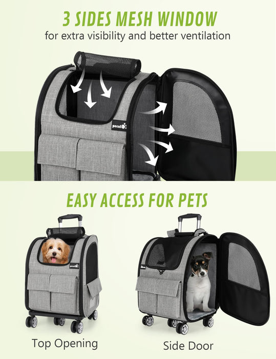 Pecute L Size Pet Trolley Backpack Travel Carrier Max Load 15kg.