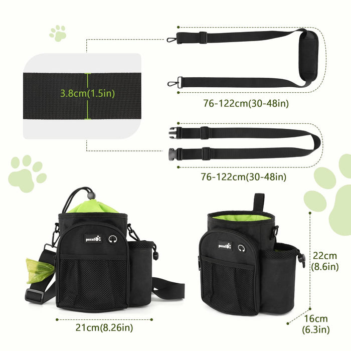 Pecute XL Dog Walking Bag with Water Bottle Holder (Black).