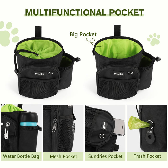Pecute XL Dog Walking Bag with Water Bottle Holder (Black).