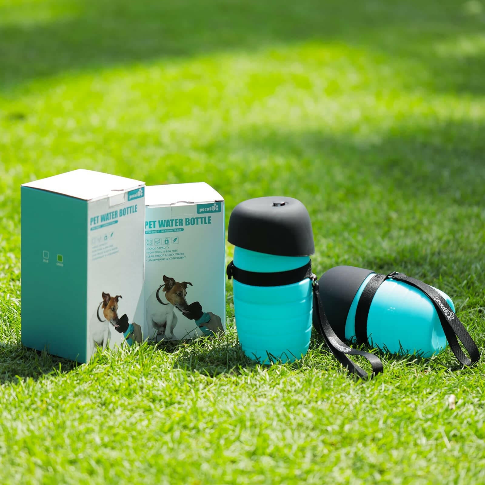 Pecute 500ml Dog Water Portable Bottle (Blue).