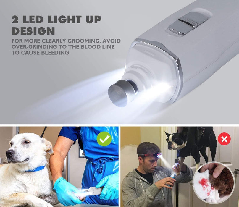 Pecute Dog Nail Grinders with LED Light (White).