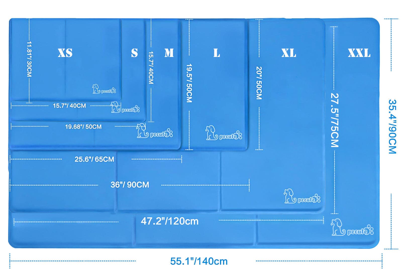 Pecute Dog Cooling Mat Blue（L）.