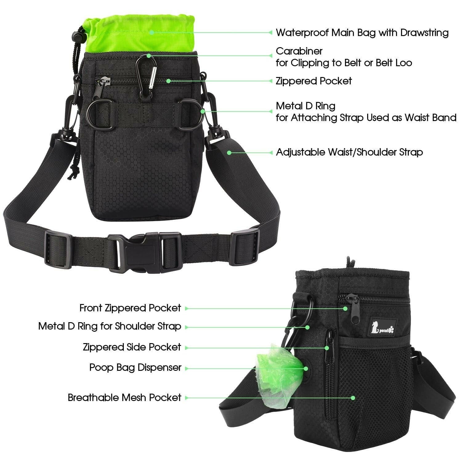 Pecute Waterproof Dog Treat Pouch Bag.
