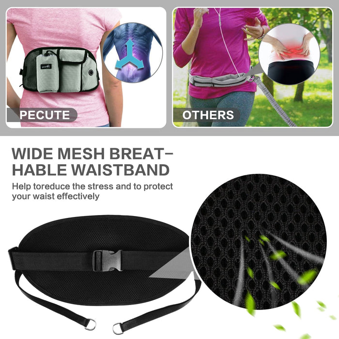 Pecute Hands Free Dog Running Leads with Wide Back Support Waist Bag.