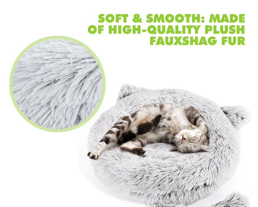 Pecute Cat Bed Small Dog Plush Donut Beds.