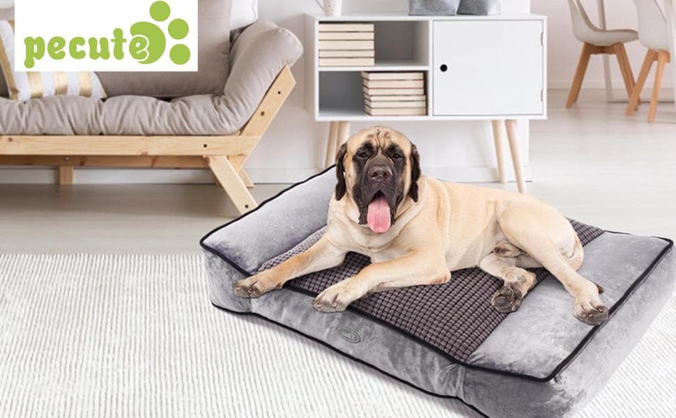 Pecute Replacement Covers of Dog Bed Memory Foam (Large, Grey).