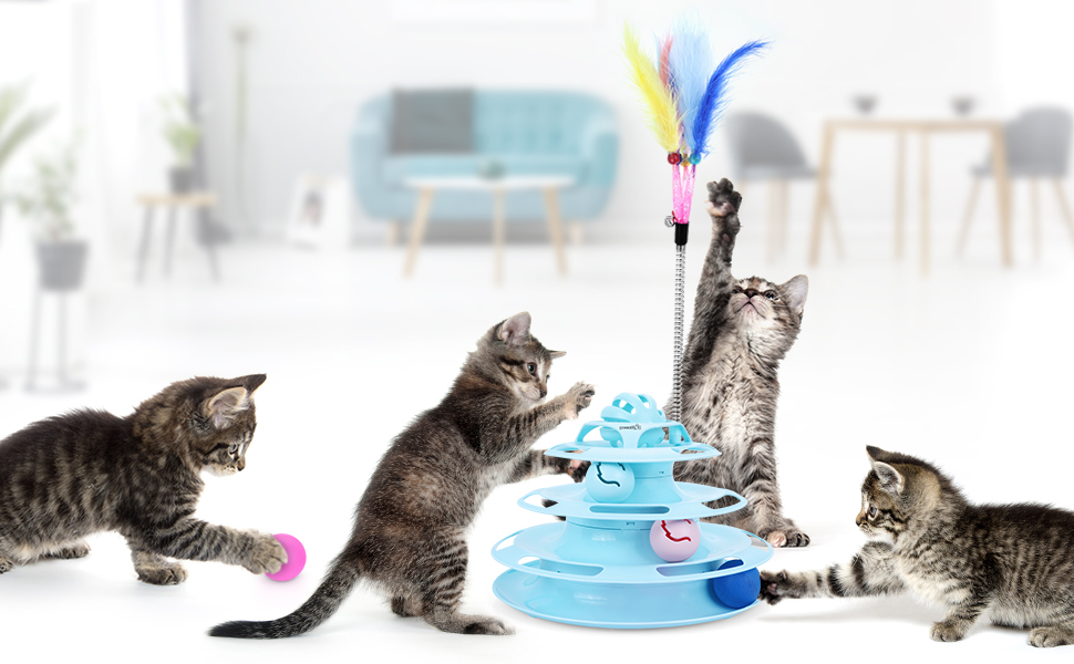 Pecute New Cat Roller Toy 4 Layers with 360° Rotating Ball.
