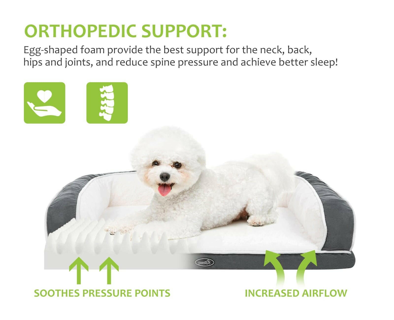 Pecute Orthopedic Dog Sofa Bed(XL: 101×66×20cm).