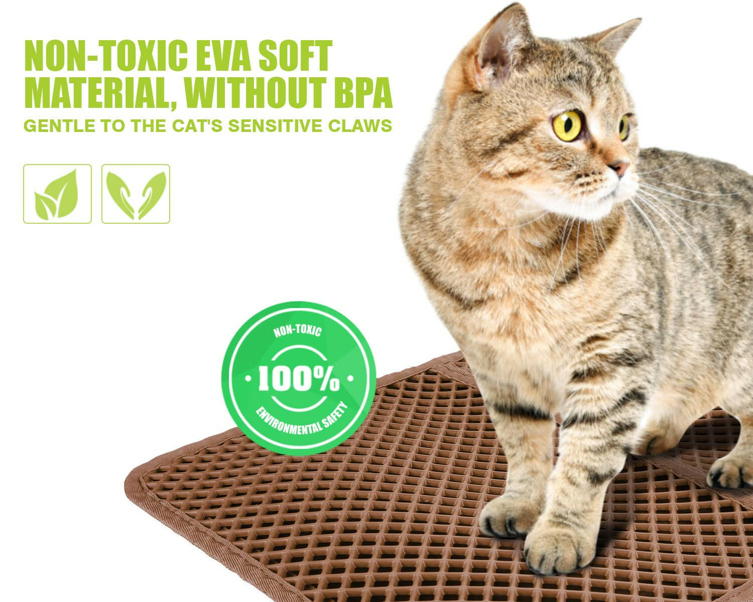 Pecute Square Large Hole Cat Litter Mat（60x42cm）.