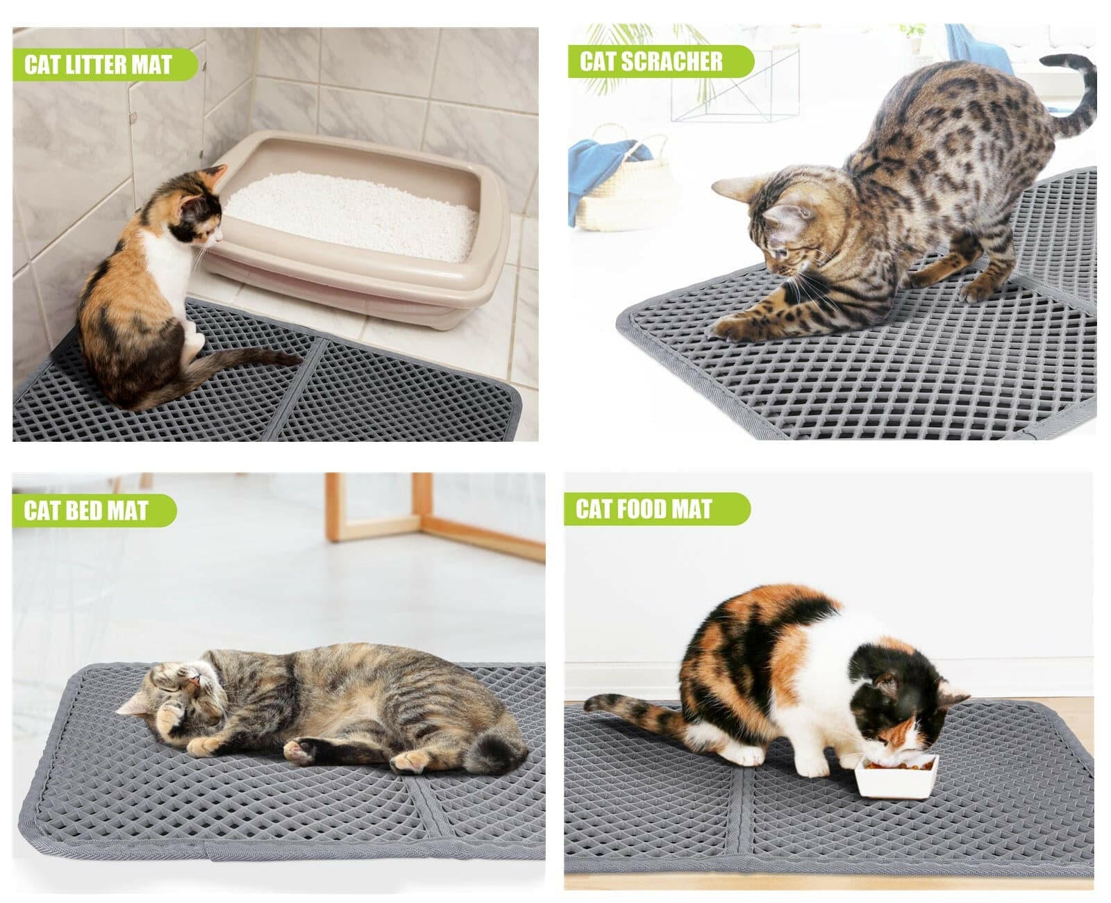 Pecute Square Large Hole Cat Litter Mat（60x42cm）.