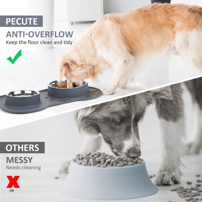 Pecute Dog Bowls Non Slip(26 + 56 Ounce, Grey).